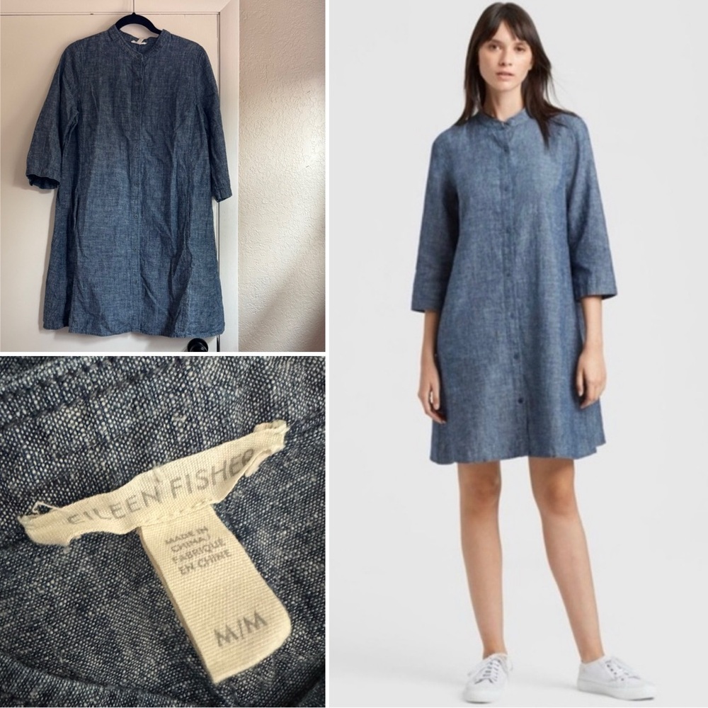 Eileen Fisher Hemp & Organic Cotton Chambray Dress